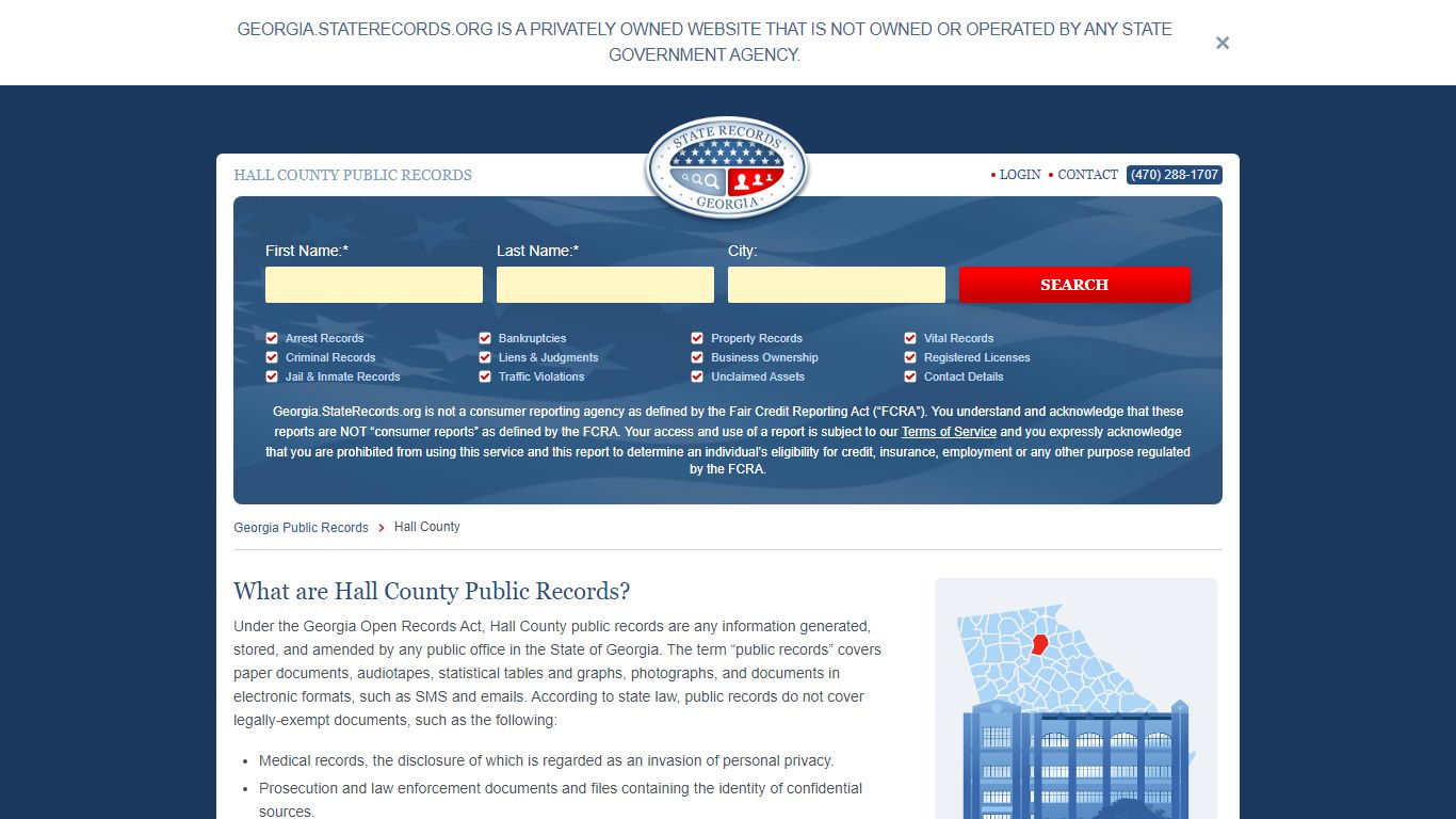 Hall County Arrest, Court, and Public Records | StateRecords.org